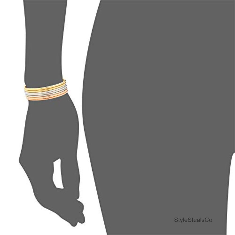 Stainless Steel Stackable Bangle Bracelet Set Of … - image 5
